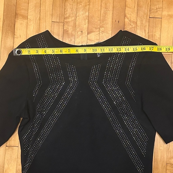 Large, Black Dress with Silver, Shimmery Studs Studs. Knee-Length tight, stretch - Picture 6 of 12